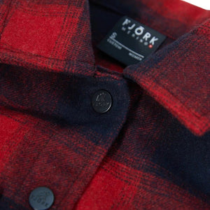 Chemise Trekking Merino Femme — coloris Rouge et bleu — Fjork Merino