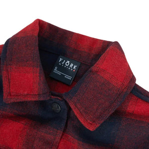 Chemise Trekking Merino Femme — coloris Rouge et bleu — Fjork Merino