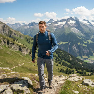 Finn Zip 210 Homme - Blue St Moritz - Baselayers - Fjork Merino