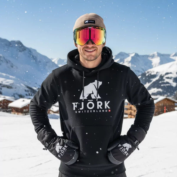 Hoodie Titlis Homme - Black / White logo - Hoodie - Fjork Merino