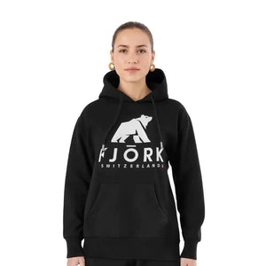 Hoodie Titlis Femme - Black / White logo - Hoodie - Fjork Merino