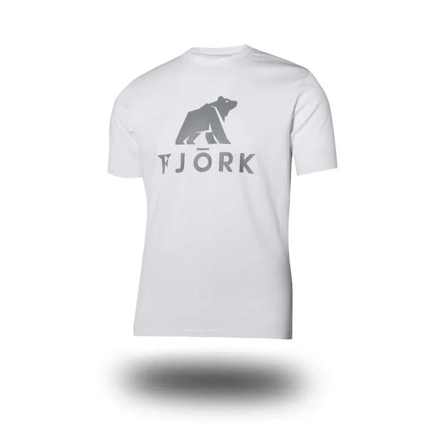 T shirt grand logo Besso Men - FJORK Merino - White / Grey logo - T-shirt