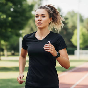 T-Shirt Haute Performance Femme – FJORKTec - Black / White logo - T-shirt - Fjork Merino